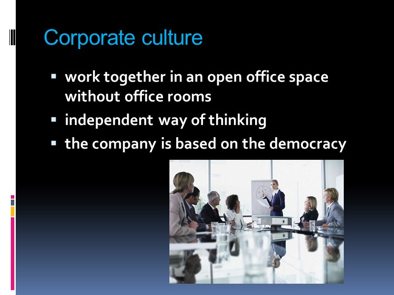 Corporate culture work together in an open office space without office rooms independent way